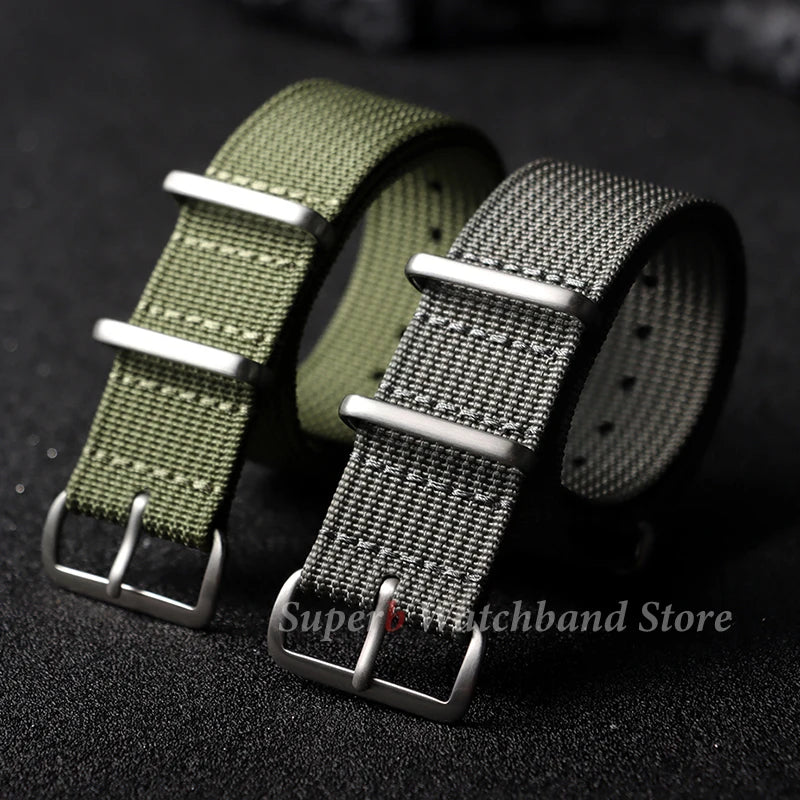 18mm 19mm 20mm 22mm New Ribbed Nylon Watch Strap Green Black Military Watchband for Seiko Army Sport Replacement Belt Strap