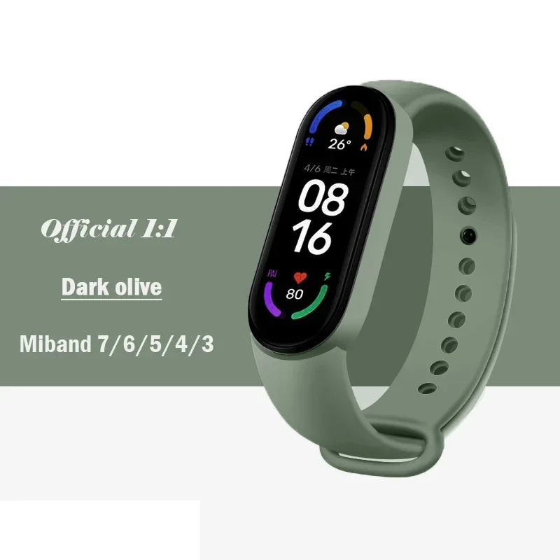 Official silicone strap for Xiaomi Mi Band 4 5 6 7, sports watch, Miband4 Miband7 Correa Mi band 3 4 5 6 7 bands