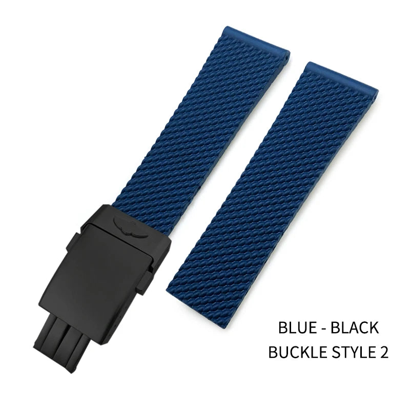 Bracelet de montre tressé en caoutchouc de Silicone, 19mm 20mm 21mm 22mm 23mm 24mm, pour Breitling Avenger Superocean Heritage Longines
