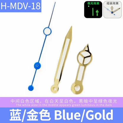MDV-106 Luminous Watch Hands for Casio Marlin/Duro Miyota 2115 MDV 106, Black/Silver/Gold Watch Hands, Hour, Minute, Second