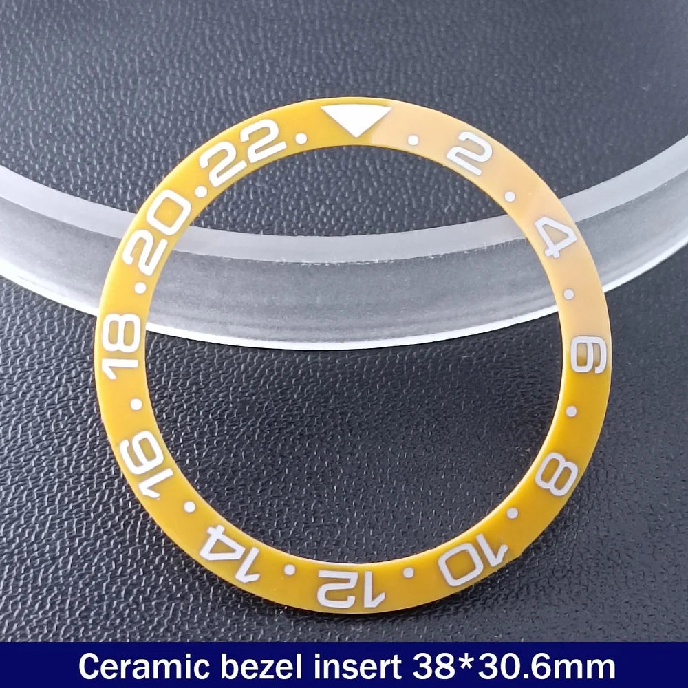 38mm x 30.6mm Sloped Ceramic Bezel GMT and Diving Watch Insert for 40mm Men's Watch Replacement Watch Bezel Inserts