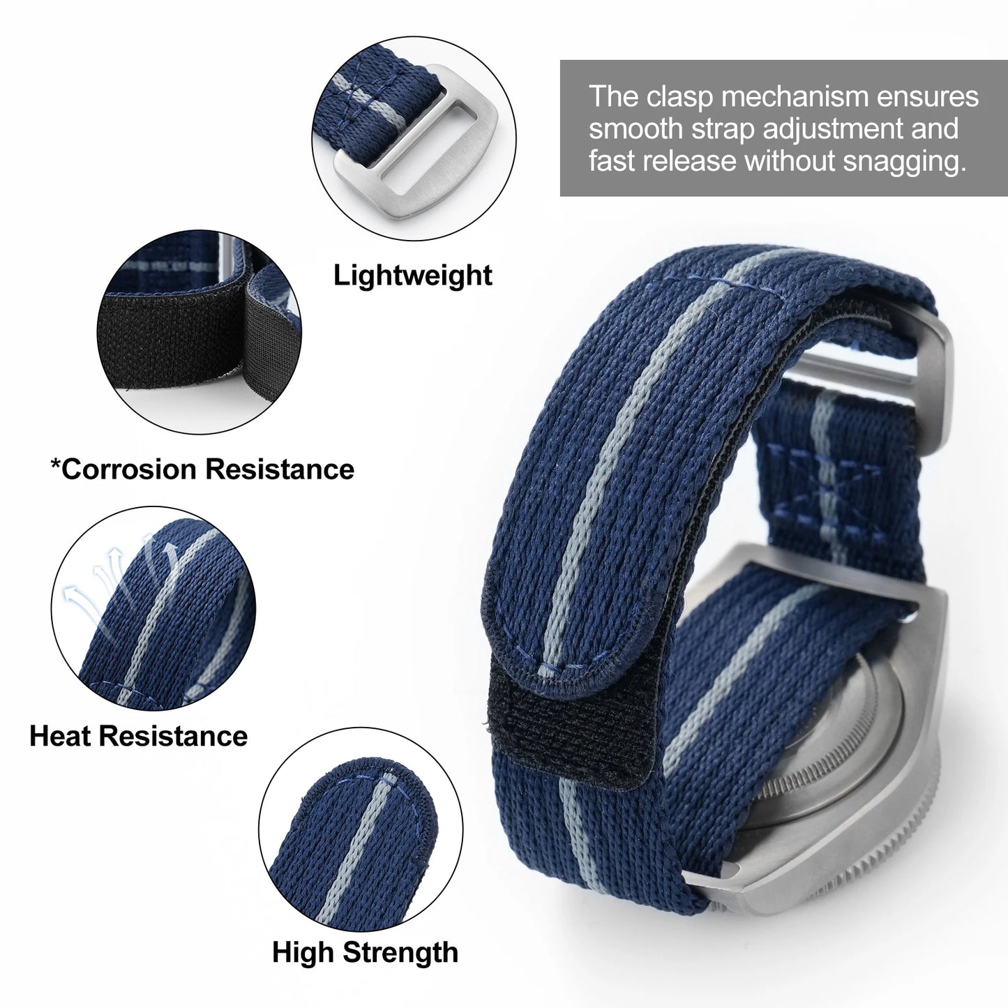 Bracelet en Nylon à boucle en titane de qualité supérieure, 20mm 22mm, tissage respirant, ceinture bleue, accessoires de montre pour hommes