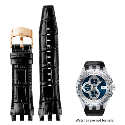 Bracelet de montre en cuir de vache, 22mm, noir, marron, bleu, blanc, avec outils, pour Swatch SVGK407 SVGK406 SVGK409 SVGK403