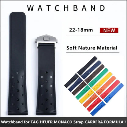 Bracelet de montre en Silicone respirant, 20mm 22mm, pour TAG, pour Heuer F1 CAZ201, universel, en caoutchouc, boucle pliante