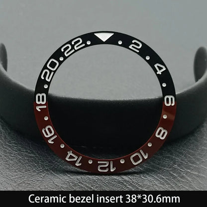 38mm x 30.6mm Sloped Ceramic Bezel GMT and Diving Watch Insert for 40mm Men's Watch Replacement Watch Bezel Inserts