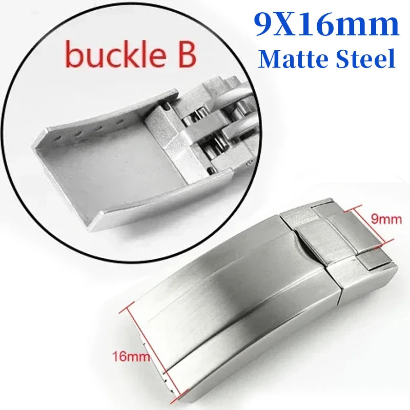 9x9mm 手表扣，适用于 Rolex 劳力士 DAYTONA 迪通拿、SUBMARINER 水鬼、GMT 系列，不锈钢表扣，带微调拉扣，9x16mm 表扣。