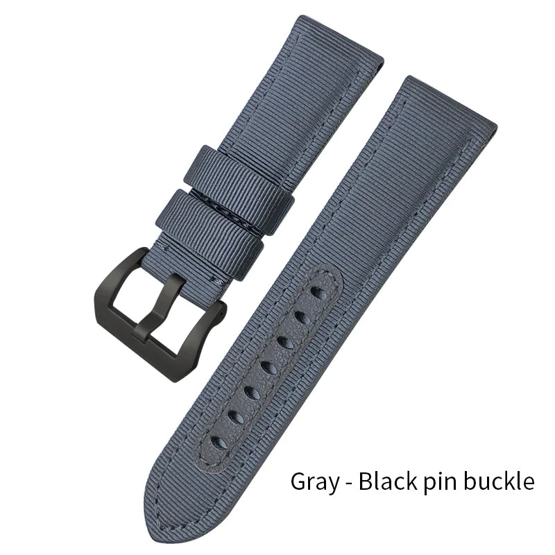 Cinturino per orologio in nylon da 24 mm per Panerai Submersible Luminor PAM verde blu grigio, in tessuto, tela, nuovo, con strumenti gratuiti