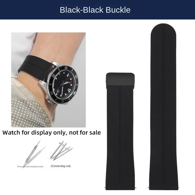 22mm Soft Silicone Watch Band for Casio Marlin MDV-106 Duro MDv106 MTP-1374 1375 EFS-S510 EFV-540, Magnetic Folding Buckle