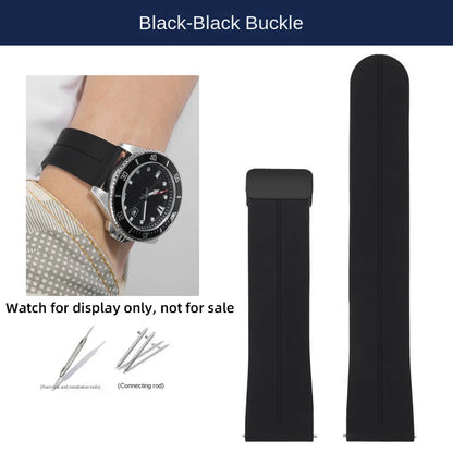22mm Soft Silicone Watch Band for Casio Marlin MDV-106 Duro MDv106 MTP-1374 1375 EFS-S510 EFV-540, Magnetic Folding Buckle