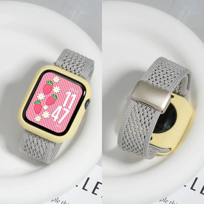 Cinturino e cassa in silicone Candy per Apple Watch, compatibile con le misure 46mm, 49mm, 44mm, 42mm, 41mm, 40mm, 38mm, SE, 10, 9, 6, 5, Ultra 2, cinturino in nylon iwatch + cassa