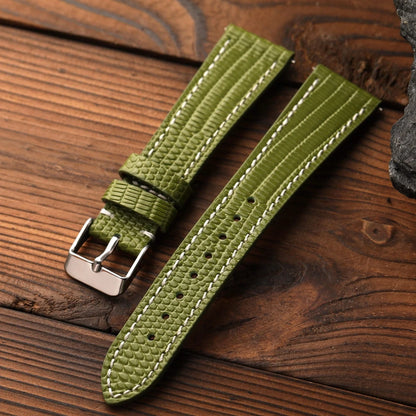 Lizard Grain Cowhide Leather Watch Strap, 18 19 20 22MM Premium Soft Leather Watch Band, Retro Blue-Green-Yellow Quick Release Strap for Men
