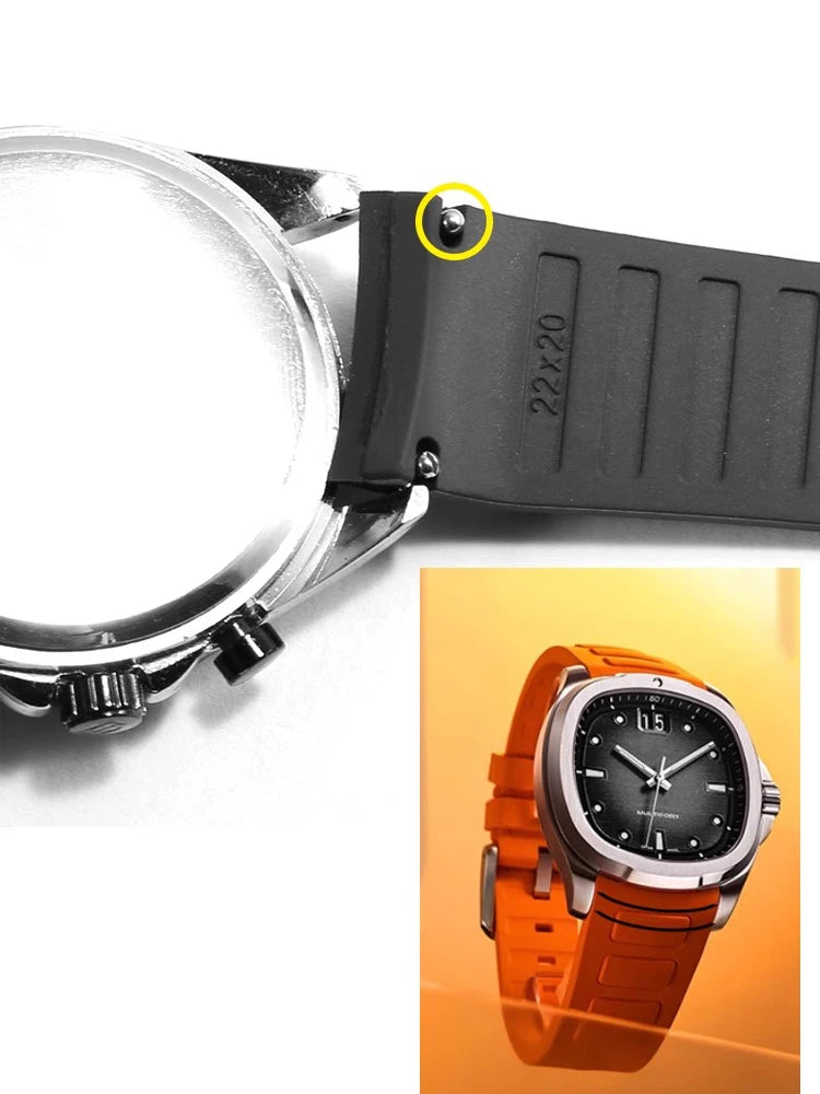 Mido美度表Multifort TV系列M049.526专用防水橡胶表带，22mm，M049弧形接口，硅胶手表配件