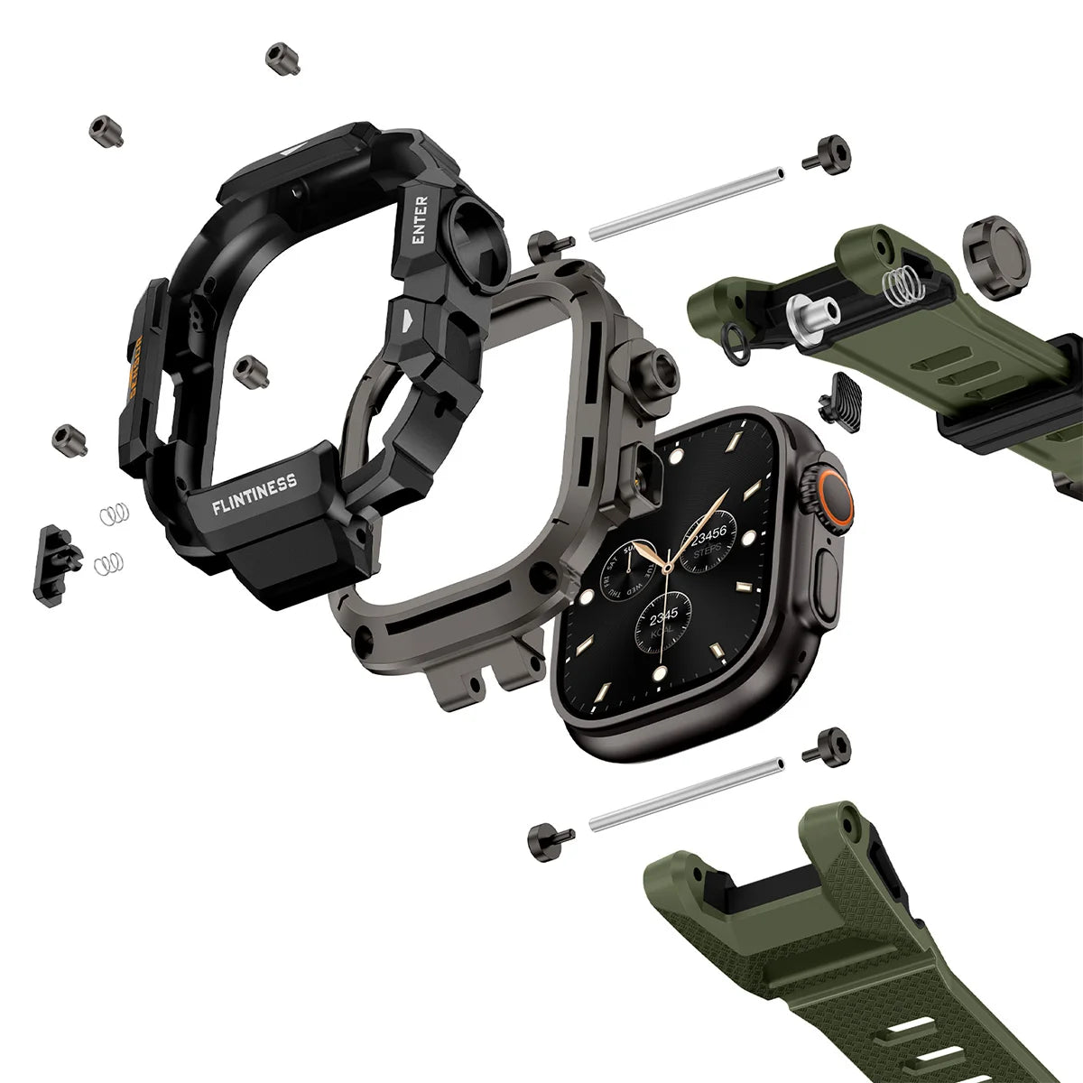 Kit de modification de luxe pour Apple Watch Ultra 3 49mm, bracelet en TPU, boîtier en acier inoxydable pour IWatch Ultra 2 1 49mm, Correa Refit Mod