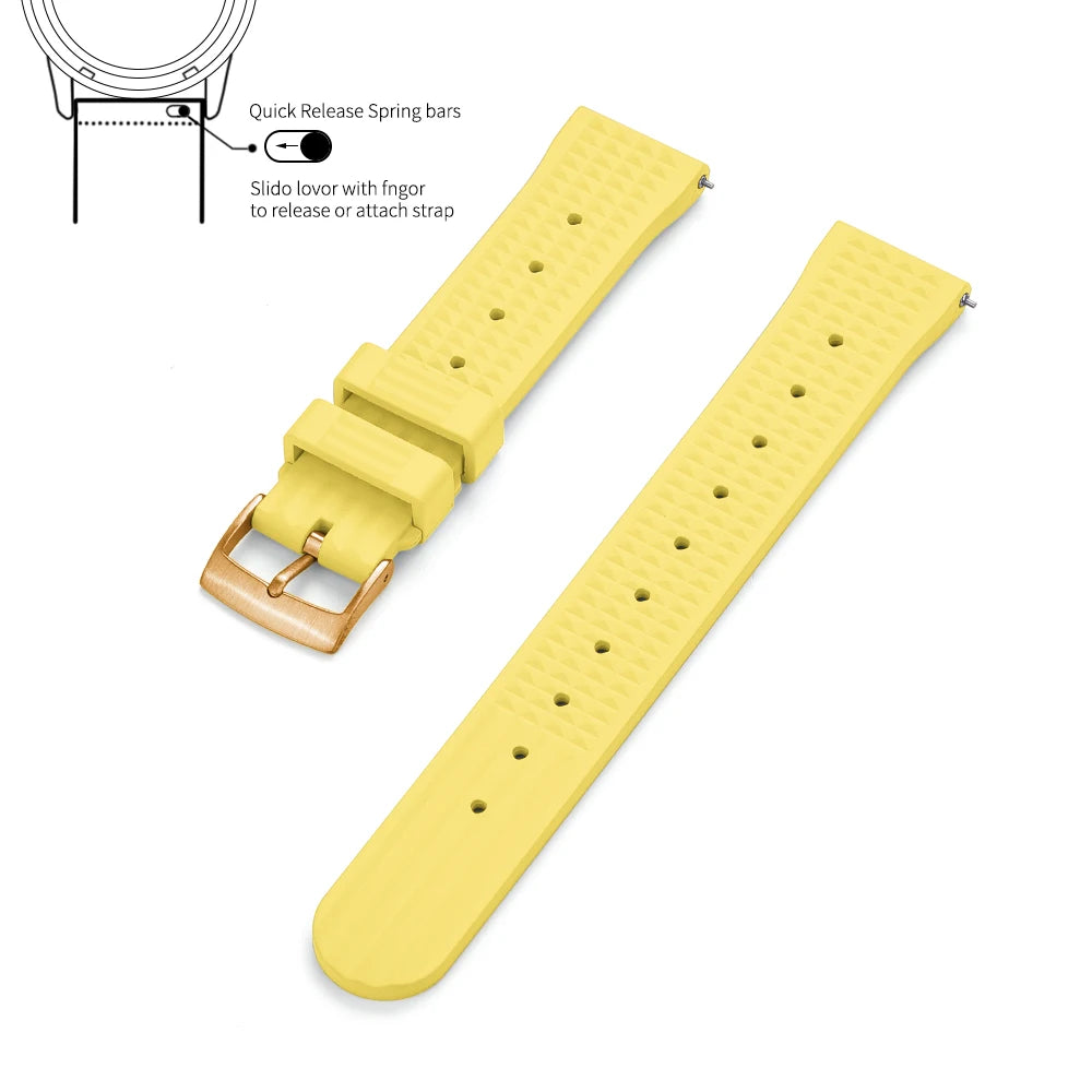 JUELONG – bracelets de montre en caoutchouc gaufré FKM, à dégagement rapide, étanche, Durable, en caoutchouc fluoré, 20mm 22mm, pour montre de plongée traditionnelle