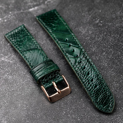 Handmade Blue Green Ostrich Leg Leather Watch Strap 18 19 20 21 22MM Vintage Style Soft Bracelet for Men