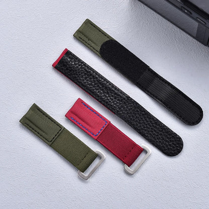 Cinturino per orologio adesivo a strappo di alta qualità blu chiaro, cinturino per orologio in pelle e nylon da 20 mm per la sostituzione dell'orologio