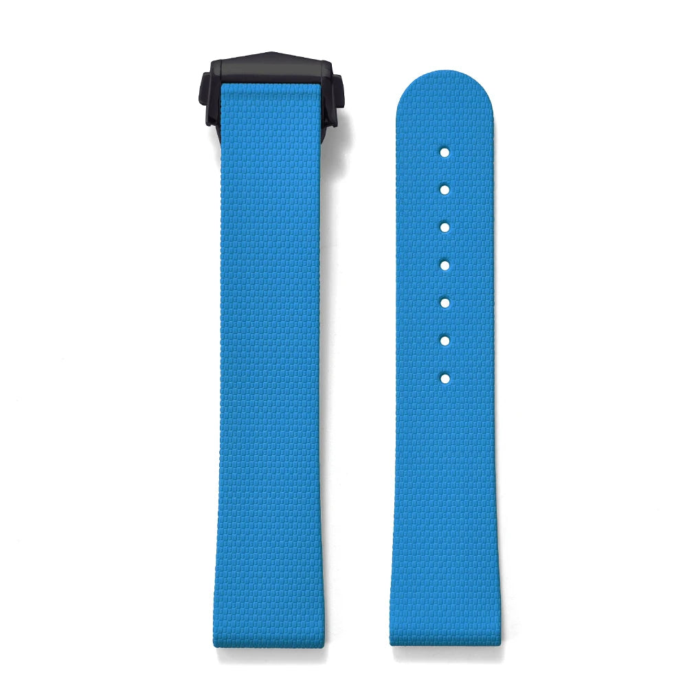 STAPELP suitable for Omega Swatch 20mm universal watch straps Black Blue FKM Rubber Quick Release Watch Band with Omega Folding Clasp