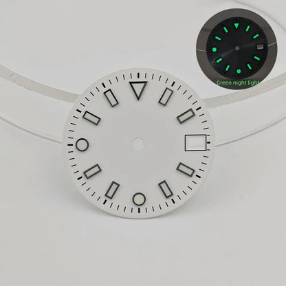 28.5mm watch dials for NH35/NH36 movements with green luminous dials for watch replacement parts no logo