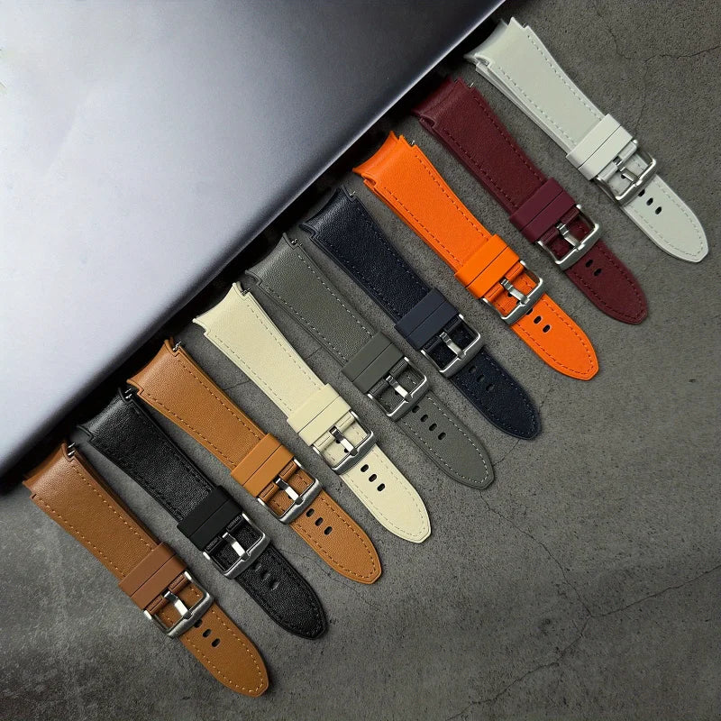 Genuine Leather Watch Strap for Samsung Galaxy Watch 7/FE/6/5/5pro/4 (40mm/44mm) Secure Buckle Classic Durable