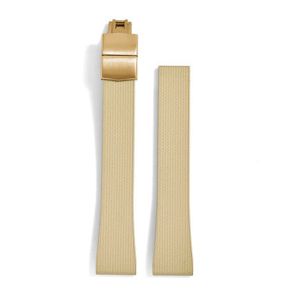 Bracelet de montre en caoutchouc FKM 20mm Style Delugs boucle papillon en argent découpée