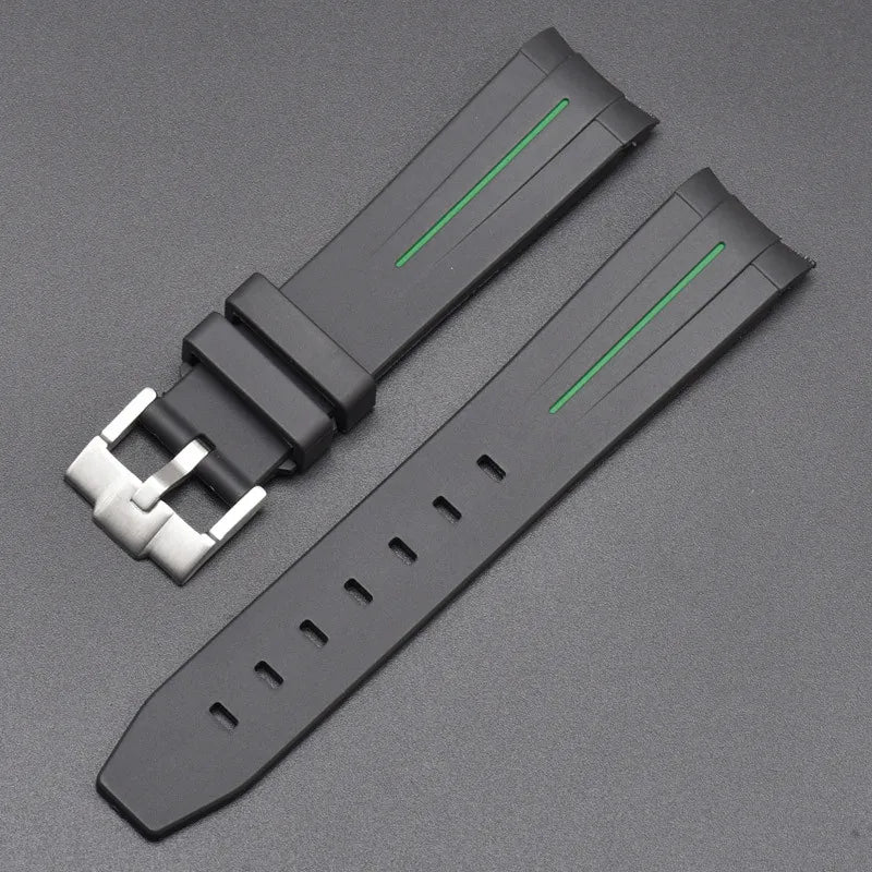 Curved End Rubber Strap for MoonSwatch, 20mm, for Men and Women, Waterproof Sport Watch Band