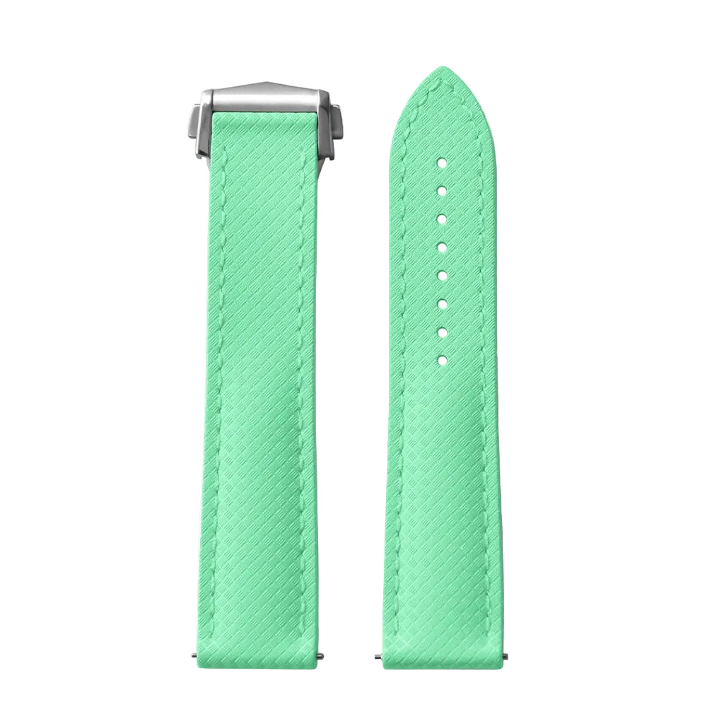 OZE Bracelet montre en Caoutchouc fluorocarbone - Surpiqures / Motif Racing - Déployante - Universel