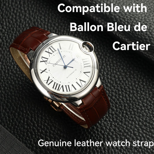 Genuine Leather Watch Strap for Cartier Ballon Bleu, Cowhide Leather Watchband, 20mm, 18mm, 16mm, Watch Strap