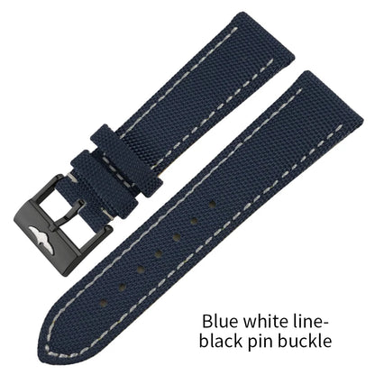 Bracelet de montre en cuir et nylon épais de qualité, 21mm 22mm, pour Breitling Avenger CHRONOMAT NAVITIMER SUPEROCEAN, bracelet de montre à fond jaune