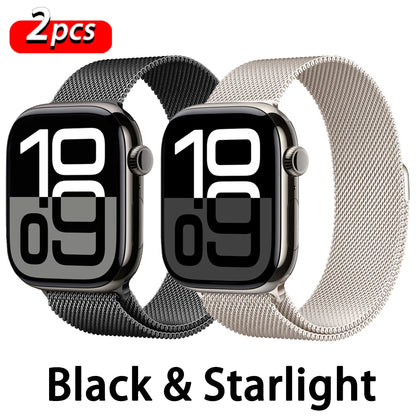 Apple Watch 米兰尼斯表带，46mm 44mm 45mm 40mm 42mm 41mm，适配 iWatch 系列 11 10 9 8 SE 7 6 Ultra 3 2