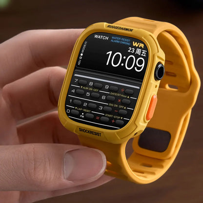 Étui en silicone + bracelet pour Apple Watch Series 11/10/9/8/7/6/SE/Ultra3, bracelet sport avec pare-chocs protecteur