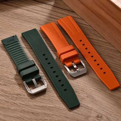 Cinturino per orologio in gomma FKM vulcanizzata di alta qualità, 20mm 22mm, a sgancio rapido, per uomo, sport, immersioni, accessori per cintura