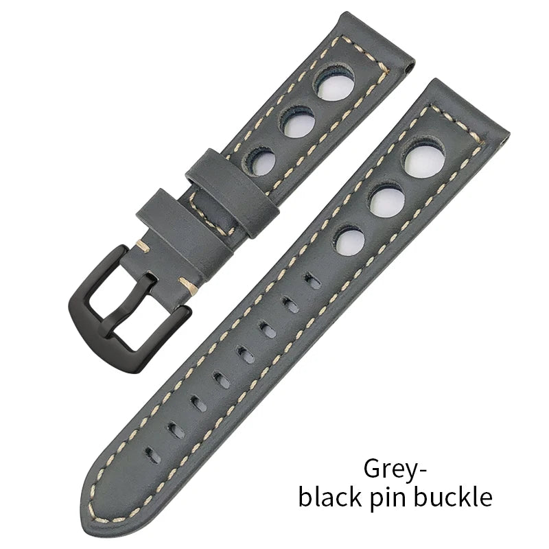 Bracelet de montre en cuir de veau 19mm 20mm 21mm 22mm pour IWC Pilot Breitling Tudor Omega Seiko SKX 5, bracelet de montre en cuir de vache véritable avec trous