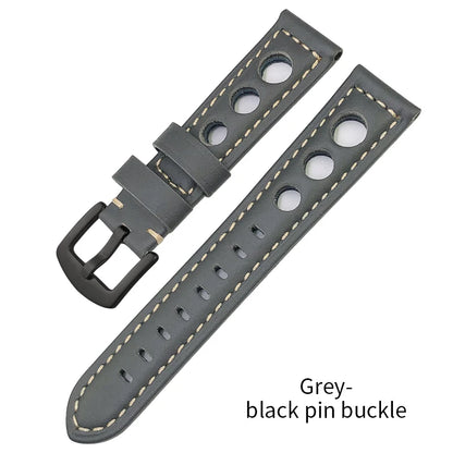 Bracelet de montre en cuir de veau 19mm 20mm 21mm 22mm pour IWC Pilot Breitling Tudor Omega Seiko SKX 5, bracelet de montre en cuir de vache véritable avec trous