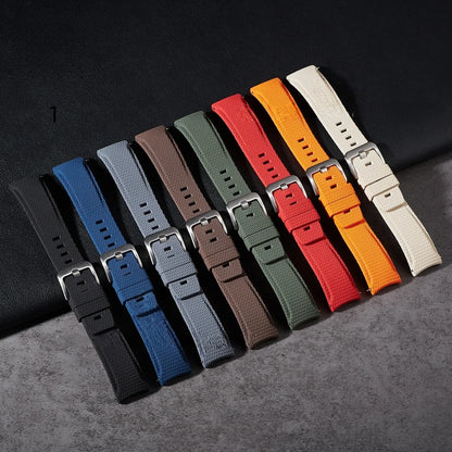 New Curved End Rubber Watch Bands 20mm, Military Watch Strap 21mm 22mm, FKM Watch Straps for Omega Swatch Men