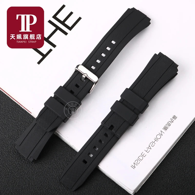 Cinturino in gomma siliconica da 20 mm per orologi CASIO da uomo, modelli MWA-100, MWA-100HD-1A, MWA-100H, colore nero. Accessori per cinturini per orologi.