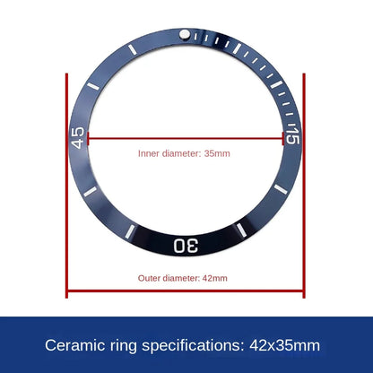 Anello inserto ghiera in ceramica 42x35mm, pendenza adatta a 46mm per Breitling SUPEROCEAN A17378E71C1A1, cerchio scala blu, luce verde a ore 12