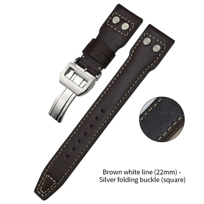 Bracelet de montre en cuir de vachette Rivet Optics, bracelet de montre en cuir véritable, IWC, Suffino 77, Suff5009, Big Pilot, Spitfire, Le Petit Prince, 21mm, 22mm