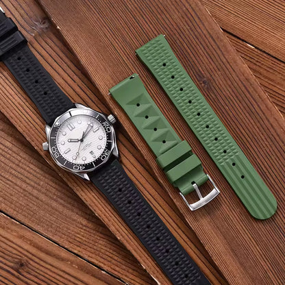 FKM bracelet de montre gaufré en caoutchouc 20mm 22mm bracelet en caoutchouc fluoré plongeur universel étanche confortable sport bracelets de montre à dégagement rapide