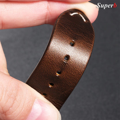 Bracelet de montre en cuir huilé vintage 18 mm 20 mm 22 mm 19 mm 21 mm 24 mm, sangle en cuir de vachette à couture universelle pour Seiko pour Omega