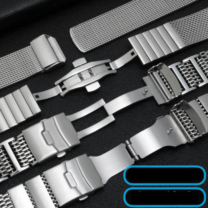 20/22/24mm Steel Dive Shark Mesh for Milanese Watch Bracelet Strap Band Weaving Double Snap Strap For Breitling Omega Seiko