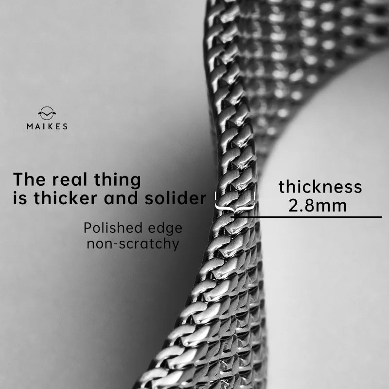 MAIKES 316L Stainless Steel Watch Band for Rolex Omega IWC Breitling 20mm 21mm 22mm Milanese Woven Watch Strap