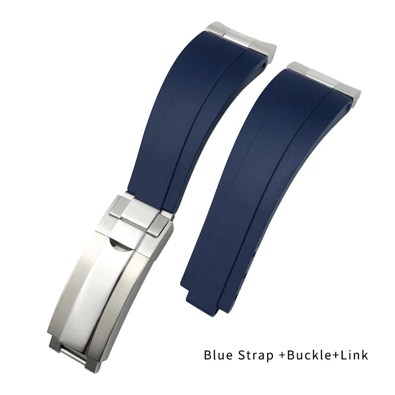 Correa de reloj de caucho para Rolex DayRequiSubmariner, correa de silicona estilo Oysterflex, cierre desplegable, 20 mm, 21 mm, 19 mm, 18 mm