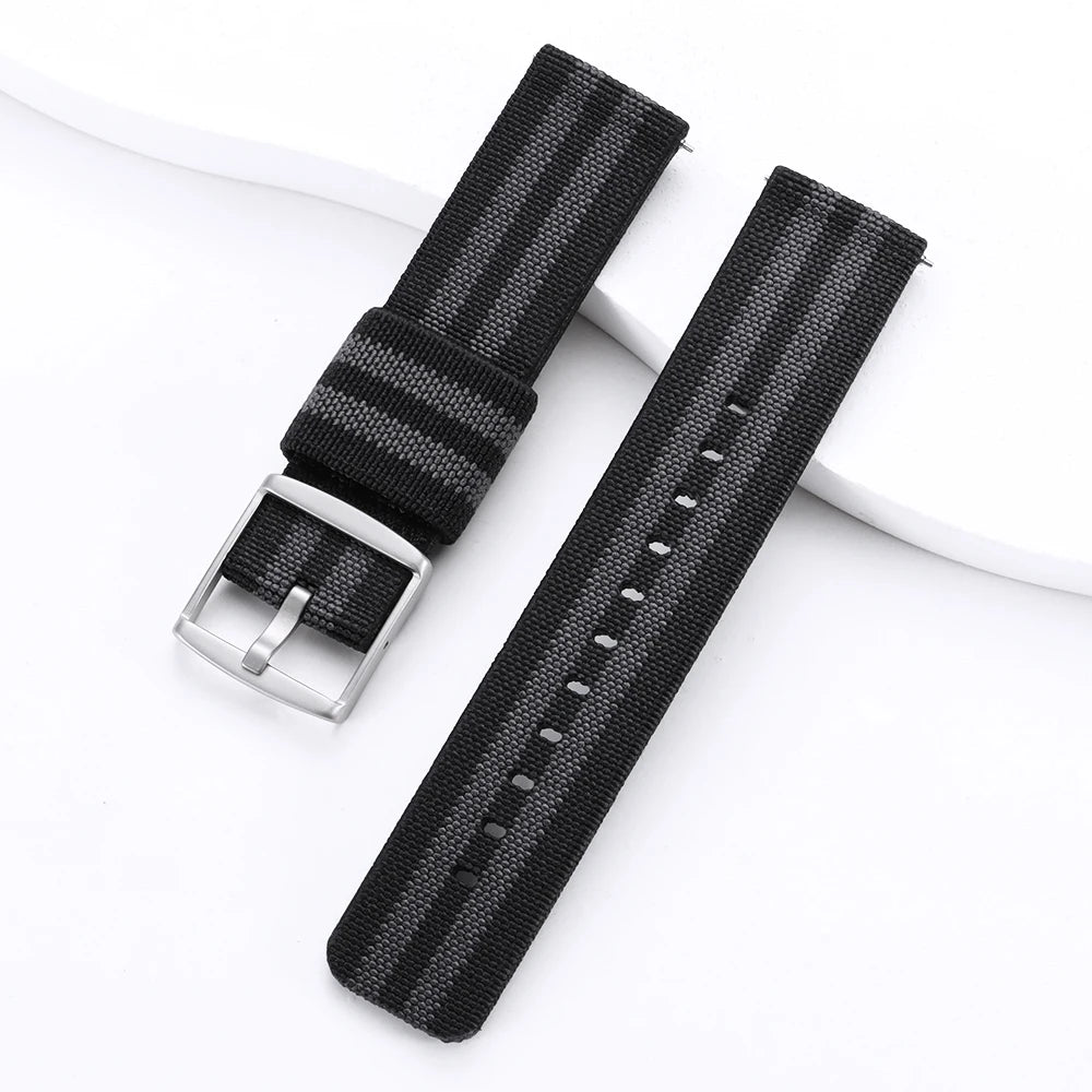 Quick Release Nylon Watch Strap, Black, Green, Blue, 20mm, for Omage Watches, Men's and Women's Canvas Sport Bracelet