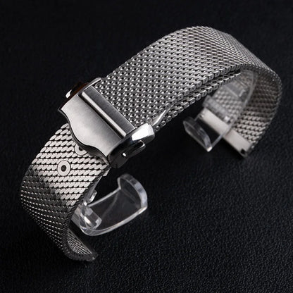 Cinturino universale in acciaio inossidabile con fibbia in acciaio, 20 mm, per bracciale Omega Seamaster Diver 300, cinturino a maglia milanese, Tudor Breitling