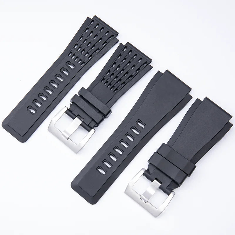 New Black Blue Nature Rubber Watch Strap, Pin Buckle, Accessories for Bell & Ross BR01 BR03 24mm Watch Band, Waterproof Outdoor Strap