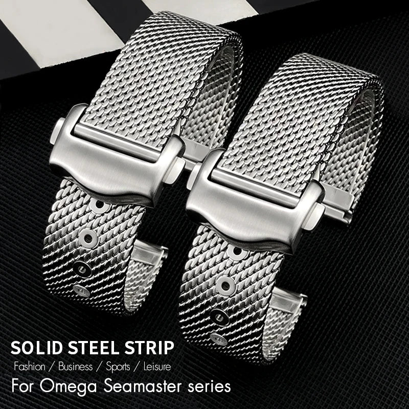 Cinturino per orologio in acciaio inossidabile 316L, compatibile con Omega Seamaster 300m AT150 Speedmaster Omega007 De Ville 19mm 20mm