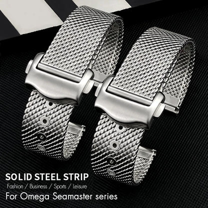 Cinturino per orologio in acciaio inossidabile 316L, compatibile con Omega Seamaster 300m AT150 Speedmaster Omega007 De Ville 19mm 20mm