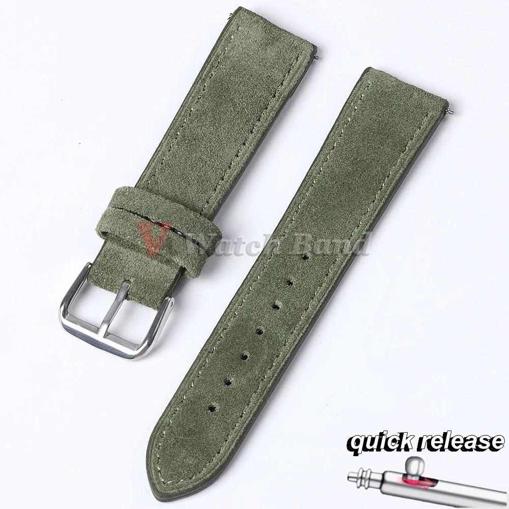 Cinturino per orologio in pelle scamosciata e bovina, 18mm 19mm 20mm 22mm, per Seiko per Huawei Watch Gt2/3/4, vintage, cucito a mano