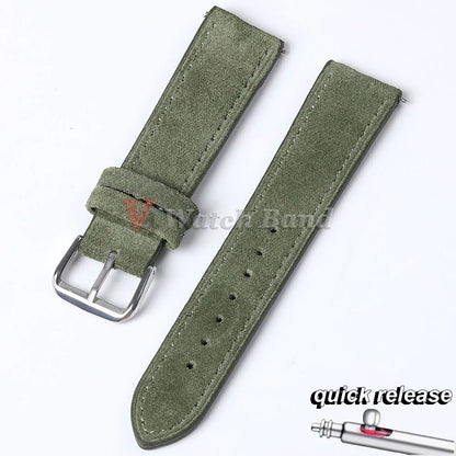 Cinturino per orologio in pelle scamosciata e bovina, 18mm 19mm 20mm 22mm, per Seiko per Huawei Watch Gt2/3/4, vintage, cucito a mano