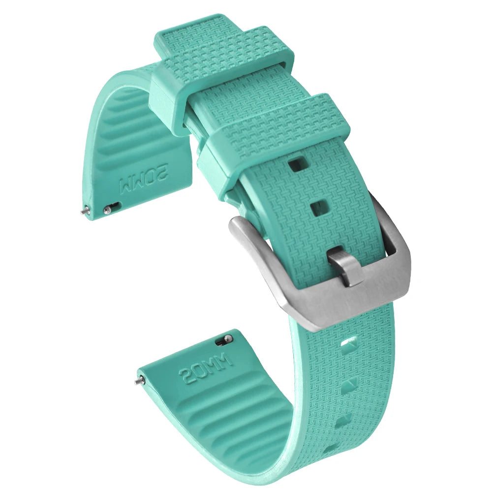 Cinturino per orologio in gomma FKM vulcanizzata di alta qualità, 20mm 22mm, a sgancio rapido, per uomo, sport, immersioni, accessori per cintura